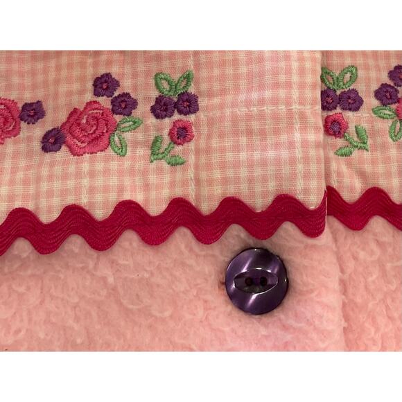 Girl's Handmade Pink Fleece Coat, Mouse, Bunny, Pockets, Ribbon Detail, 4-5T - Picture 7 of 11